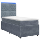 vidaXL LED Boxspring Ágy Mattal Sötétszürke 90 x 190 cm Bársony