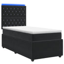 vidaXL LED Boxspring Ágy Mattal fejtámlával Fekete 90 x 190 cm Bársony