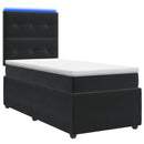 vidaXL LED Boxspring Ágy Mattal fejtámlával Fekete 90 x 190 cm Bársony