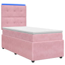 vidaXL LED Boxspring Ágy Mattal Rózsaszín 90 x 190 cm Bársony