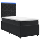 vidaXL LED Boxspring Ágy Mattal fejtámlával Fekete 90 x 200 cm Bársony