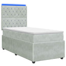 vidaXL LED Boxspring Ágy Mattal Világosszürke 100 x 200 cm Bársony