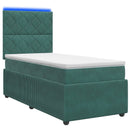 vidaXL LED Boxspring Ágy Mattal Sötétzöld 100 x 200 cm Bársony