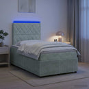 vidaXL LED Boxspring Ágy Mattal Világosszürke 120 x 200 cm Bársony