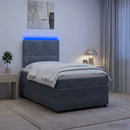 vidaXL LED Boxspring Ágy Mattal Sötétszürke 120 x 200 cm Bársony