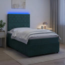 vidaXL LED Boxspring Ágy Mattal Sötétzöld 120 x 190 cm Bársony