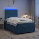 vidaXL LED Boxspring Ágy Mattal fejtámlával Kék 120 x 190 cm Bársony