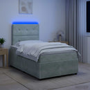 vidaXL LED Boxspring Ágy Mattal Világosszürke 120 x 190 cm Bársony