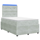 vidaXL LED Boxspring Ágy Mattal Világosszürke 120 x 190 cm Bársony