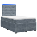 vidaXL LED Boxspring Ágy Mattal Sötétszürke 120 x 190 cm Bársony