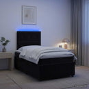 vidaXL LED Boxspring Ágy Mattal Fekete 120 x 190 cm Bársony