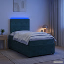 vidaXL LED Boxspring Ágy Mattal Sötétzöld 120 x 190 cm Bársony