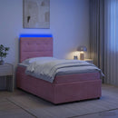 vidaXL LED Boxspring Ágy Mattal Rózsaszín 120 x 190 cm Bársony