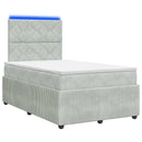 vidaXL LED Boxspring Ágy Mattal Világosszürke 120 x 190 cm Bársony
