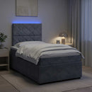 vidaXL LED Boxspring Ágy Mattal Sötétszürke 120 x 200 cm Bársony