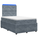 vidaXL LED Boxspring Ágy Mattal Sötétszürke 120 x 190 cm Bársony