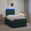 vidaXL LED Boxspring Ágy Mattal Sötétzöld 120 x 190 cm Bársony