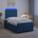 vidaXL LED Boxspring Ágy Mattal fejtámlával Kék 120 x 190 cm Bársony