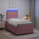 vidaXL LED Boxspring Ágy Mattal Rózsaszín 120 x 190 cm Bársony