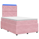 vidaXL LED Boxspring Ágy Mattal Rózsaszín 120 x 190 cm Bársony