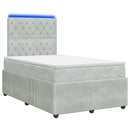 vidaXL LED Boxspring Ágy Mattal Világosszürke 120 x 200 cm Bársony