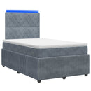 vidaXL LED Boxspring Ágy Mattal Sötétszürke 120 x 200 cm Bársony