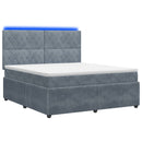 vidaXL LED Boxspring Ágy Mattal Sötétszürke 140 x 190 cm Bársony