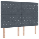 vidaXL LED Boxspring Ágy Mattal Sötétszürke 140 x 190 cm Bársony