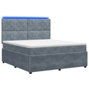 vidaXL LED Boxspring Ágy Mattal Sötétszürke 140 x 200 cm Bársony
