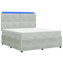 vidaXL LED Boxspring Ágy Mattal Világosszürke 160 x 200 cm Bársony