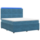 vidaXL LED Boxspring Ágy Mattal fejtámlával Kék 160 x 200 cm Bársony