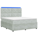 vidaXL LED Boxspring Ágy Mattal Világosszürke 160 x 200 cm Bársony