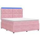 vidaXL LED Boxspring Ágy Mattal Rózsaszín 160 x 200 cm Bársony