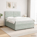vidaXL LED Boxspring Ágy Mattal Világosszürke 140 x 200 cm Bársony