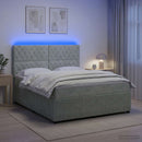 vidaXL LED Boxspring Ágy Mattal Világosszürke 140 x 190 cm Bársony