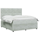 vidaXL LED Boxspring Ágy Mattal Világosszürke 180 x 200 cm Bársony