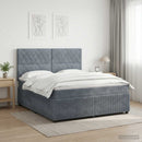 vidaXL LED Boxspring Ágy Mattal Sötétszürke 180 x 200 cm Bársony