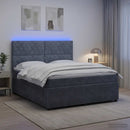 vidaXL LED Boxspring Ágy Mattal Sötétszürke 140 x 200 cm Bársony