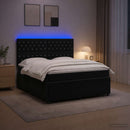 vidaXL LED Boxspring Ágy Mattal Fekete 140 x 190 cm Bársony