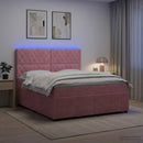 vidaXL LED Boxspring Ágy Mattal Rózsaszín 140 x 190 cm Bársony