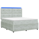 vidaXL LED Boxspring Ágy Mattal Világosszürke 180 x 200 cm Bársony