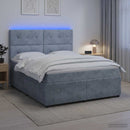 vidaXL LED Boxspring Ágy Mattal Sötétszürke 160 x 200 cm Bársony