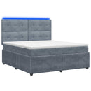 vidaXL LED Boxspring Ágy Mattal Sötétszürke 180 x 200 cm Bársony