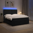 vidaXL LED Boxspring Ágy Mattal Fekete 140 x 200 cm Bársony