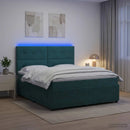 vidaXL LED Boxspring Ágy Mattal Sötétzöld 180 x 200 cm Bársony