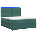 vidaXL LED Boxspring Ágy Mattal Sötétzöld 180 x 200 cm Bársony