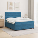 vidaXL LED Boxspring Ágy Mattal fejtámlával Kék 180 x 200 cm Bársony
