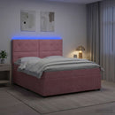 vidaXL LED Boxspring Ágy Mattal Rózsaszín 180 x 200 cm Bársony