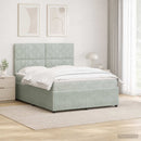 vidaXL LED Boxspring Ágy Mattal Világosszürke 140 x 200 cm Bársony