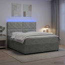 vidaXL LED Boxspring Ágy Mattal Világosszürke 160 x 200 cm Bársony